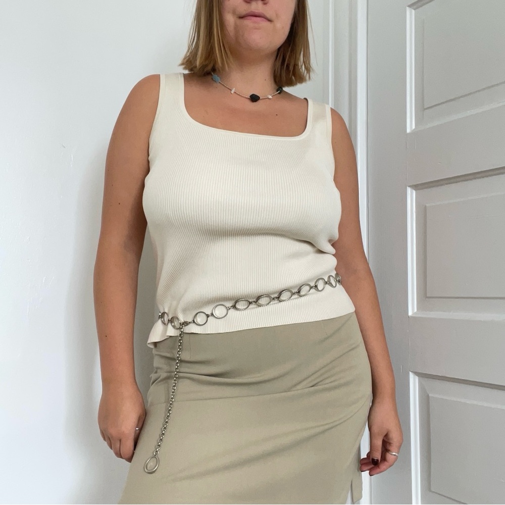 Square Neck Silk Knit Tank